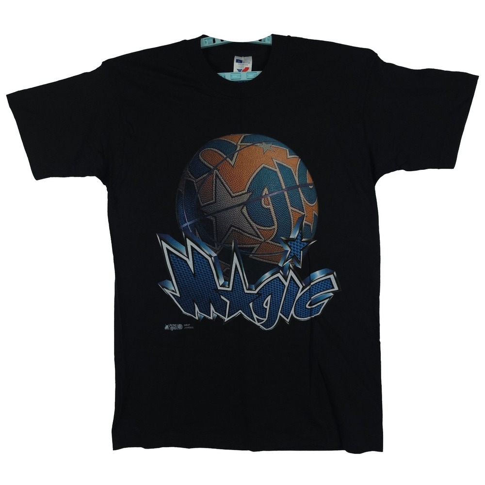 Vintage 1990s Orlando Magic NBA Large Shirt Basketball Logo Art Black
